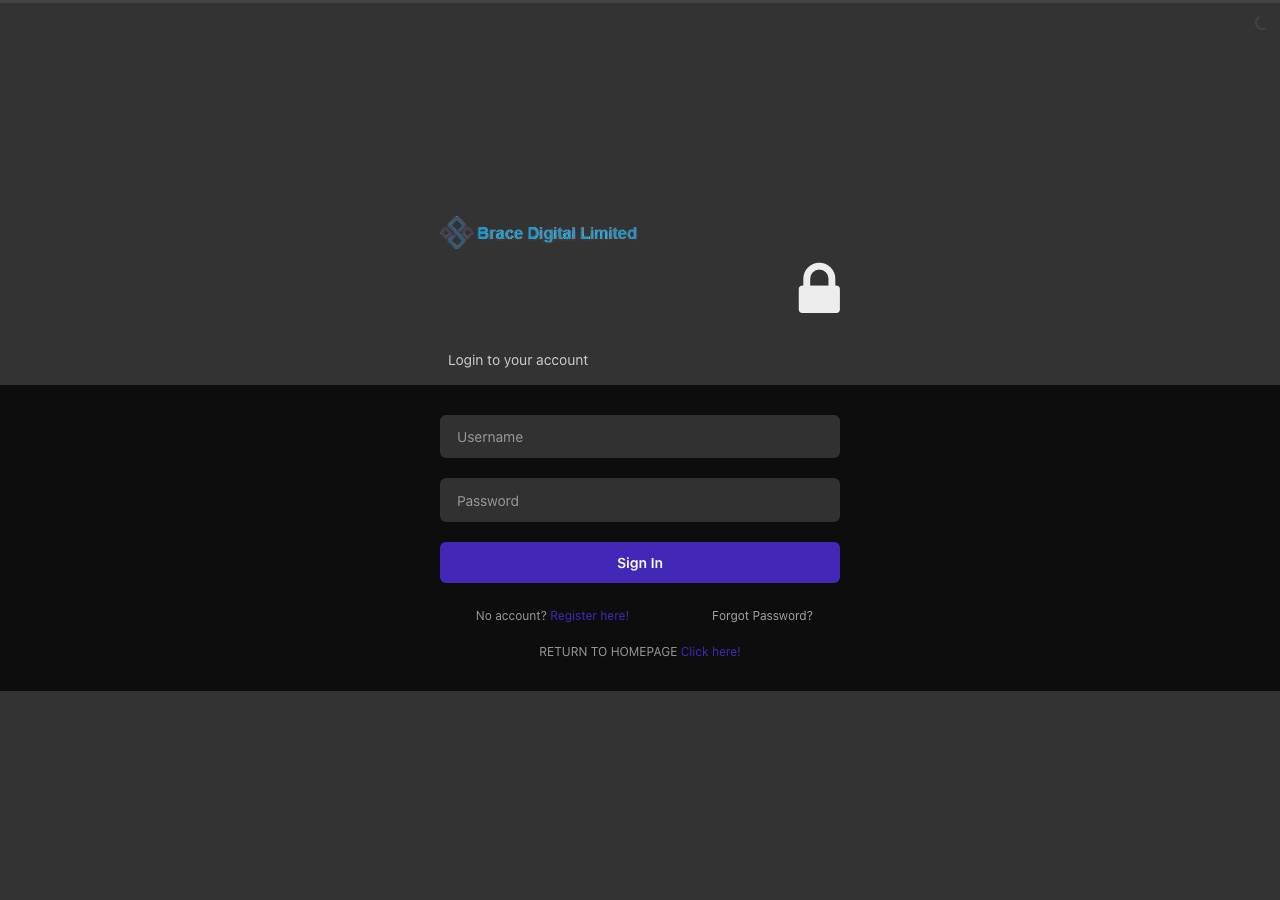 Screenshot of bracedigitaltd.live taken by the zone census on 2026-10-26
