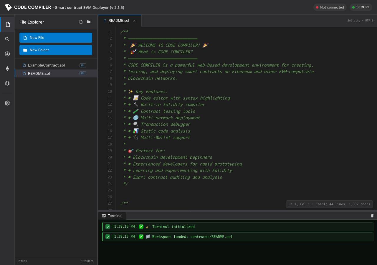 Screenshot of codescompiler.org taken by the zone census on 2026-10-26