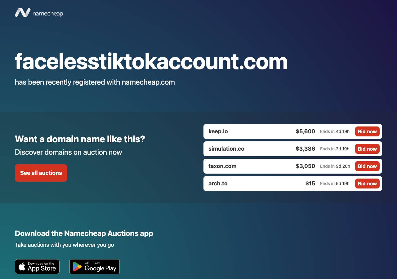 Screenshot of facelesstiktokaccount.com taken by the zone census on 2026-10-26