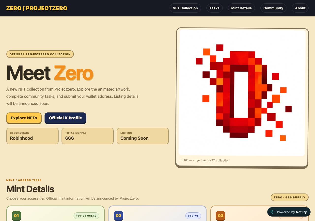Screenshot of projectzero.bond taken by the zone census on 2026-10-26