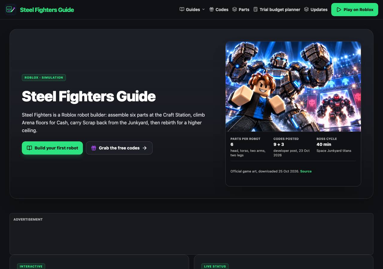 Screenshot of steelfighters-roblox.wiki taken by the zone census on 2026-10-26
