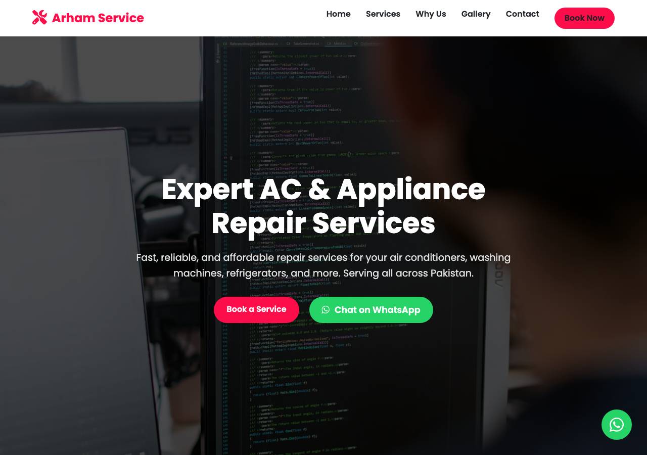 Screenshot of arhamacrepairingservice.org taken by the zone census on 2026-10-27