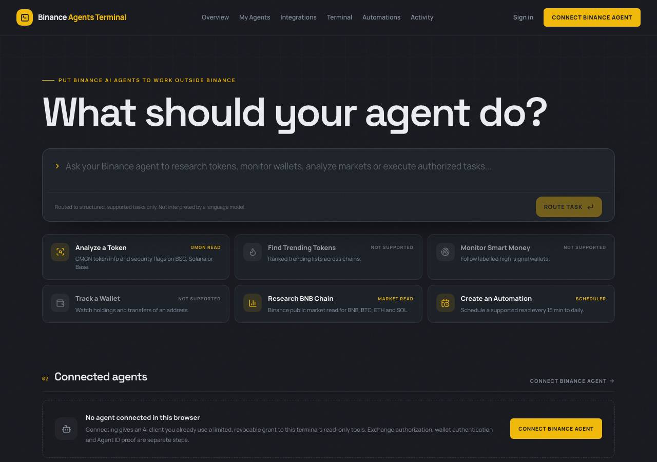 Screenshot of binanceagent.fun taken by the zone census on 2026-10-27