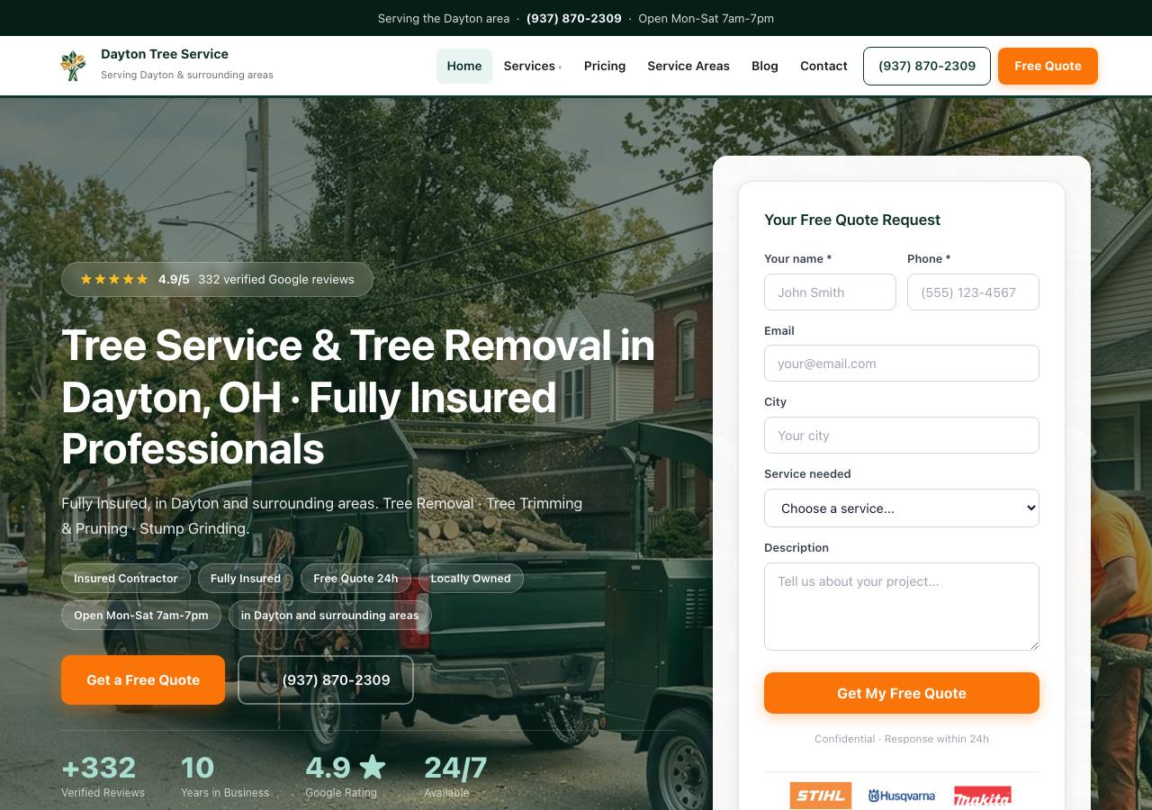Screenshot of dayton-tree-service.com taken by the zone census on 2026-10-27