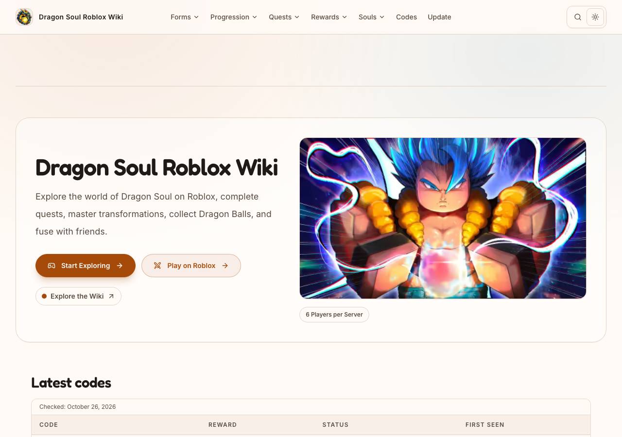 Screenshot of dragonsoulroblox.wiki taken by the zone census on 2026-10-27