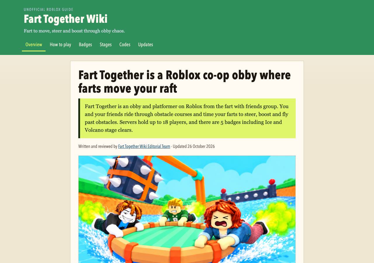 Screenshot of farttogetherroblox.wiki taken by the zone census on 2026-10-27