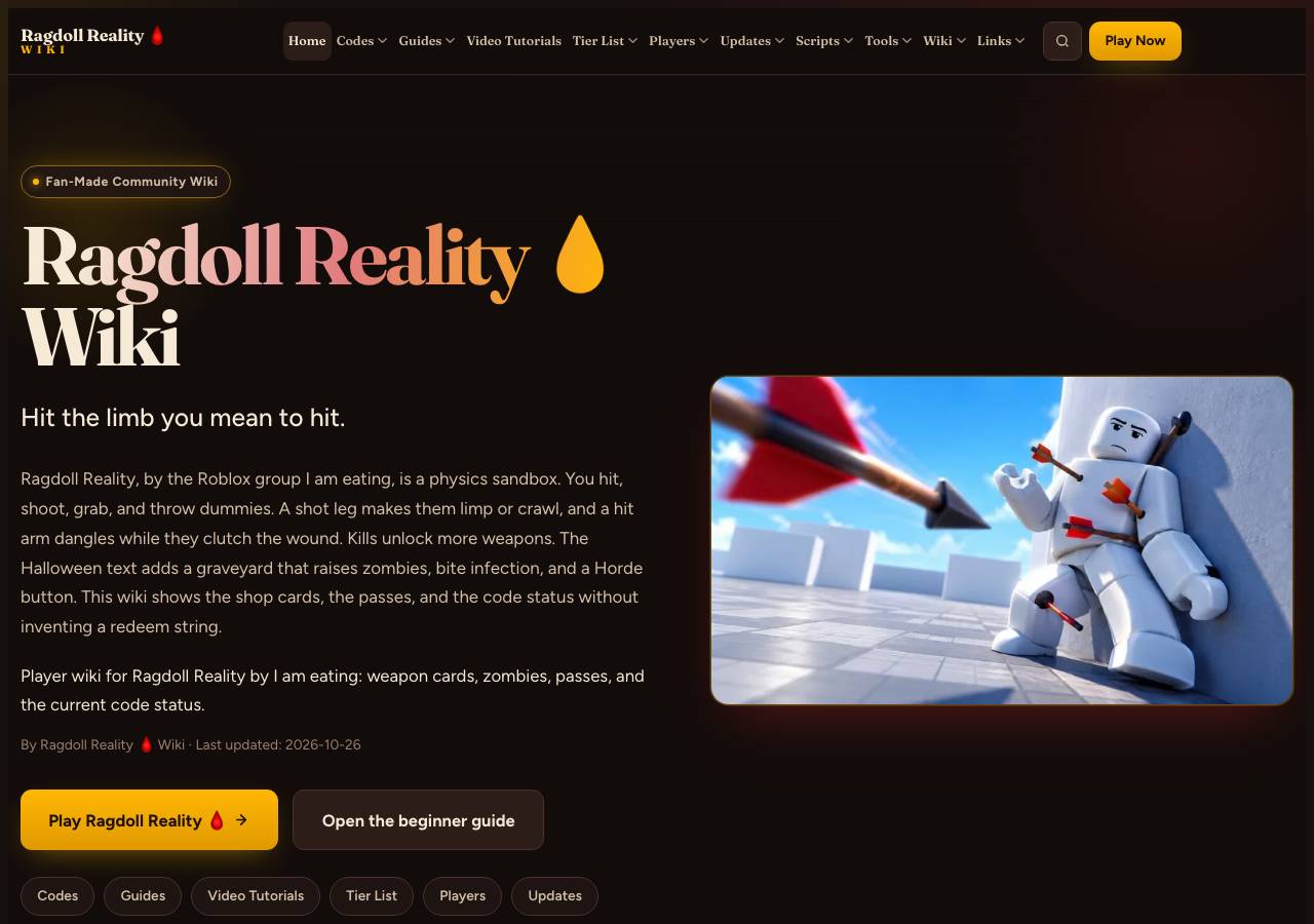 Screenshot of ragdoll-reality-roblox.wiki taken by the zone census on 2026-10-27