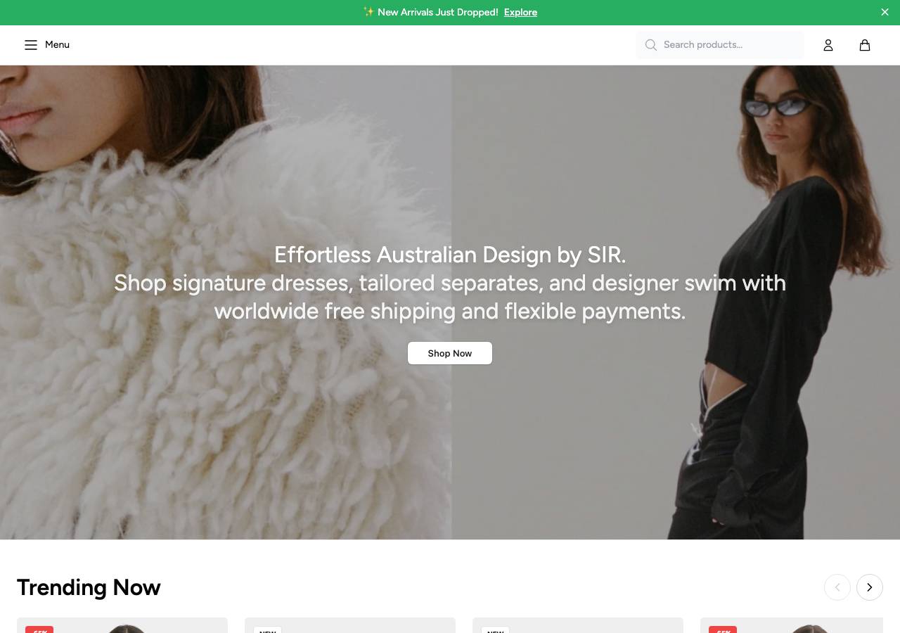 Screenshot of sirapparel.shop taken by the zone census on 2026-10-27