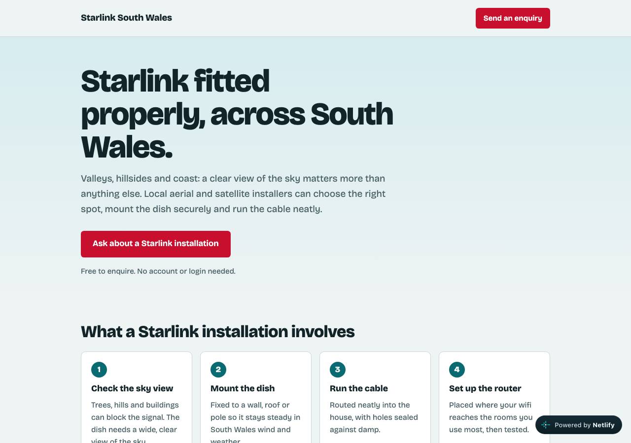 Screenshot of starlinksouthwales.click taken by the zone census on 2026-10-27