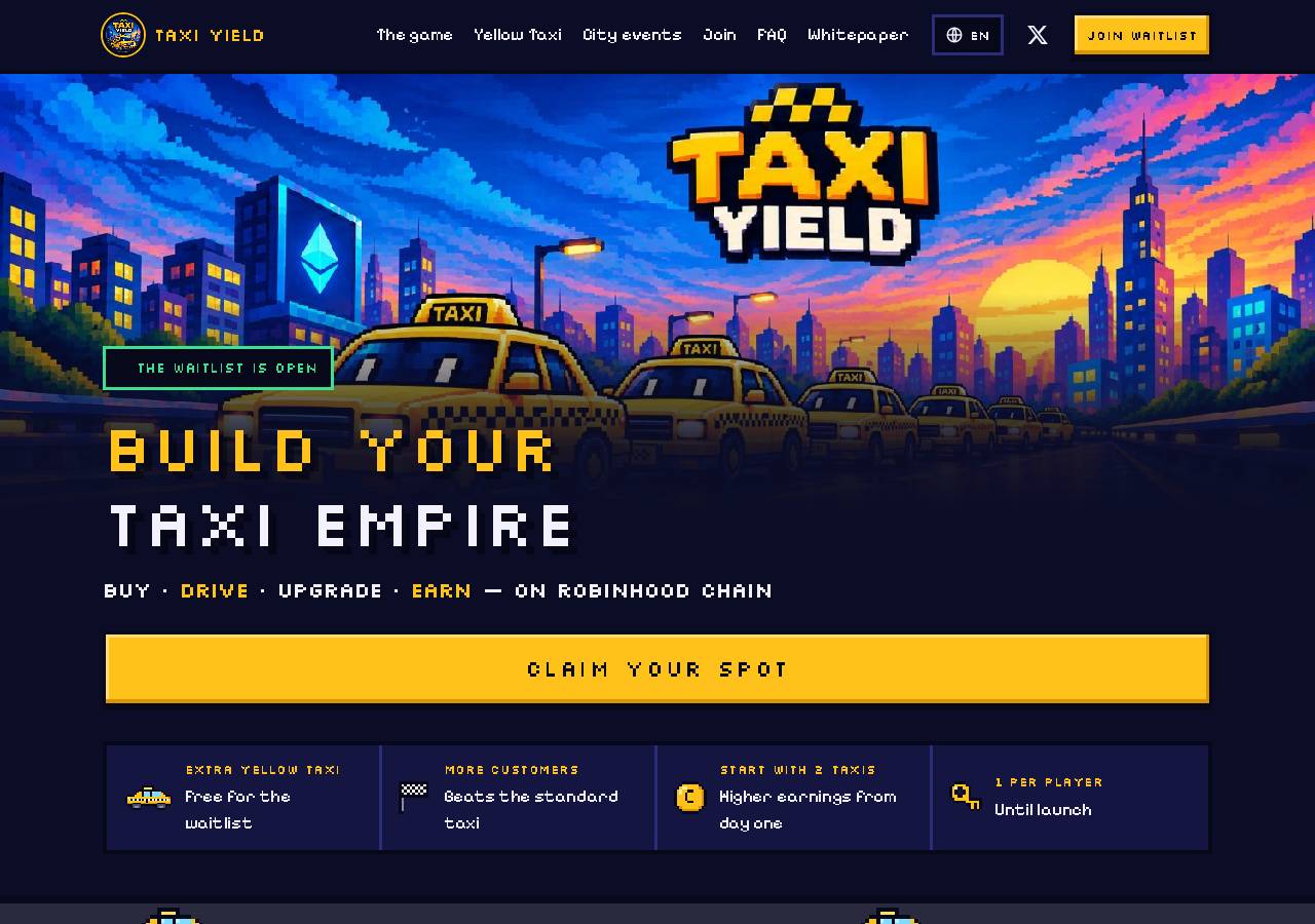 Screenshot of taxiyield.lol taken by the zone census on 2026-10-27