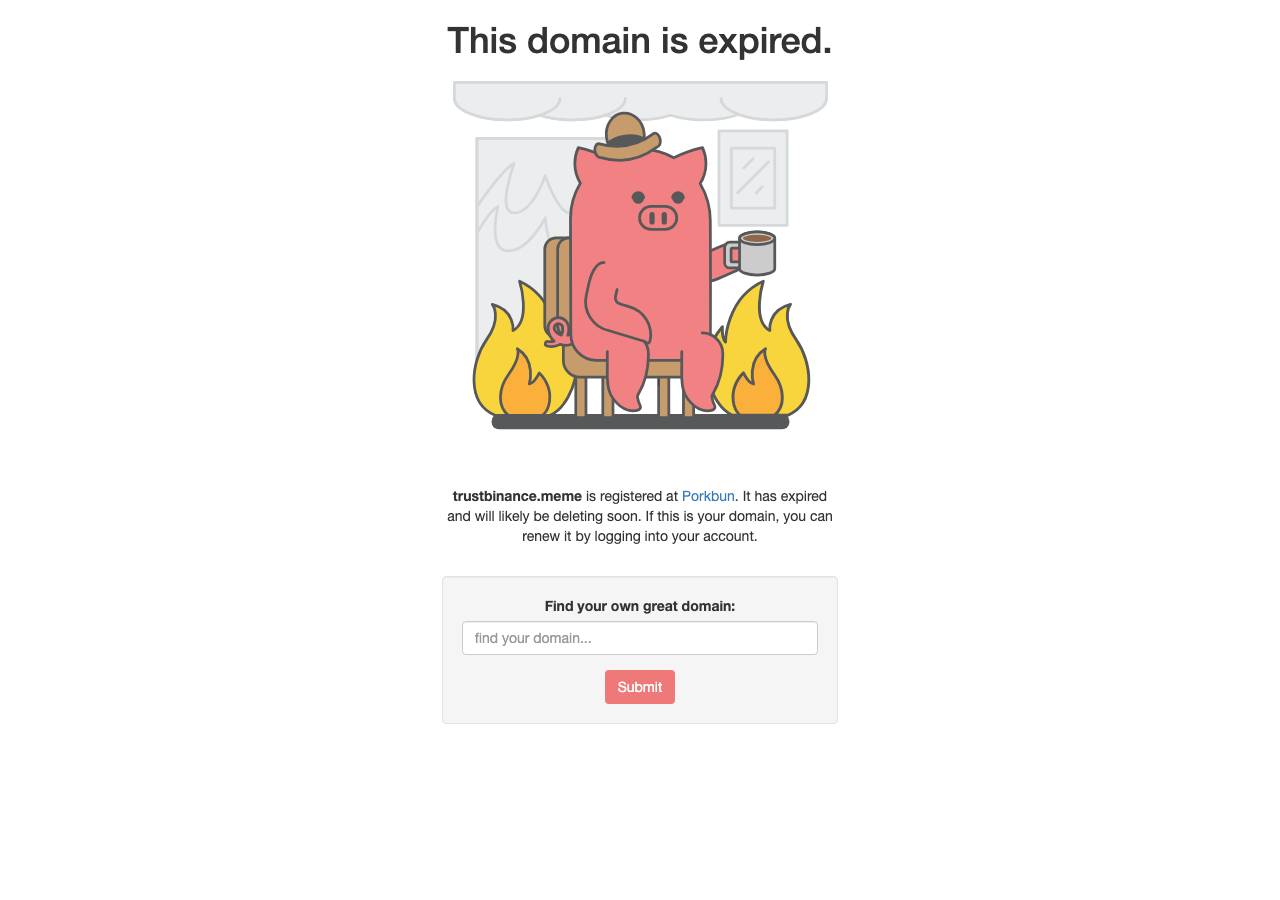 Screenshot of trustbinance.meme taken by the zone census on 2026-10-27