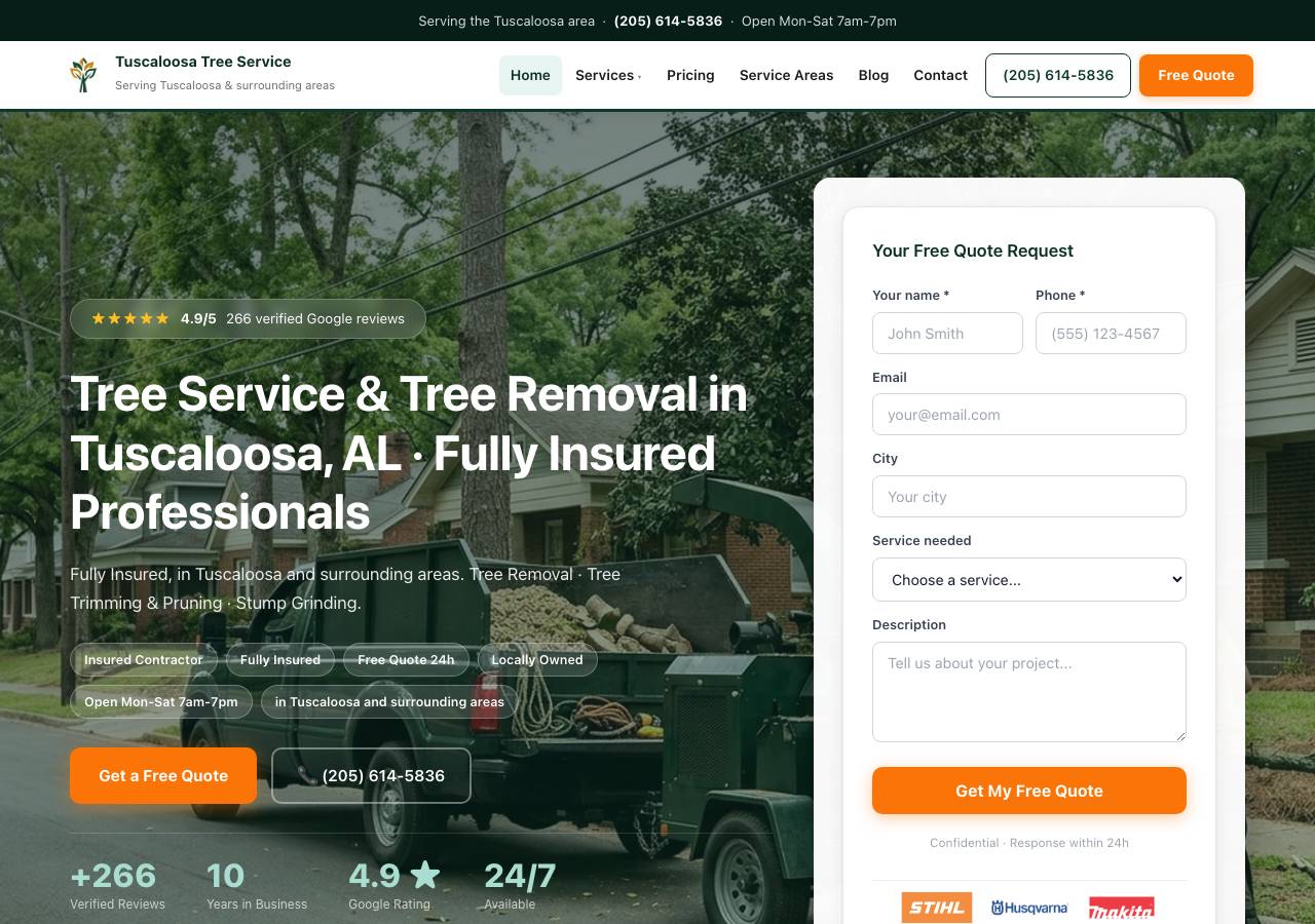 Screenshot of tuscaloosa-tree-service.com taken by the zone census on 2026-10-27