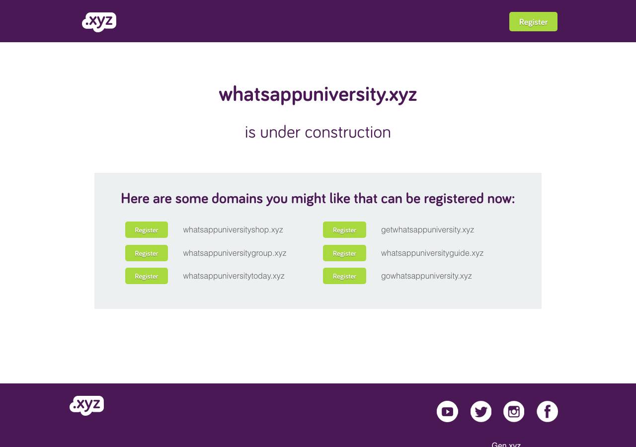 Screenshot of whatsappuniversity.xyz taken by the zone census on 2026-10-27