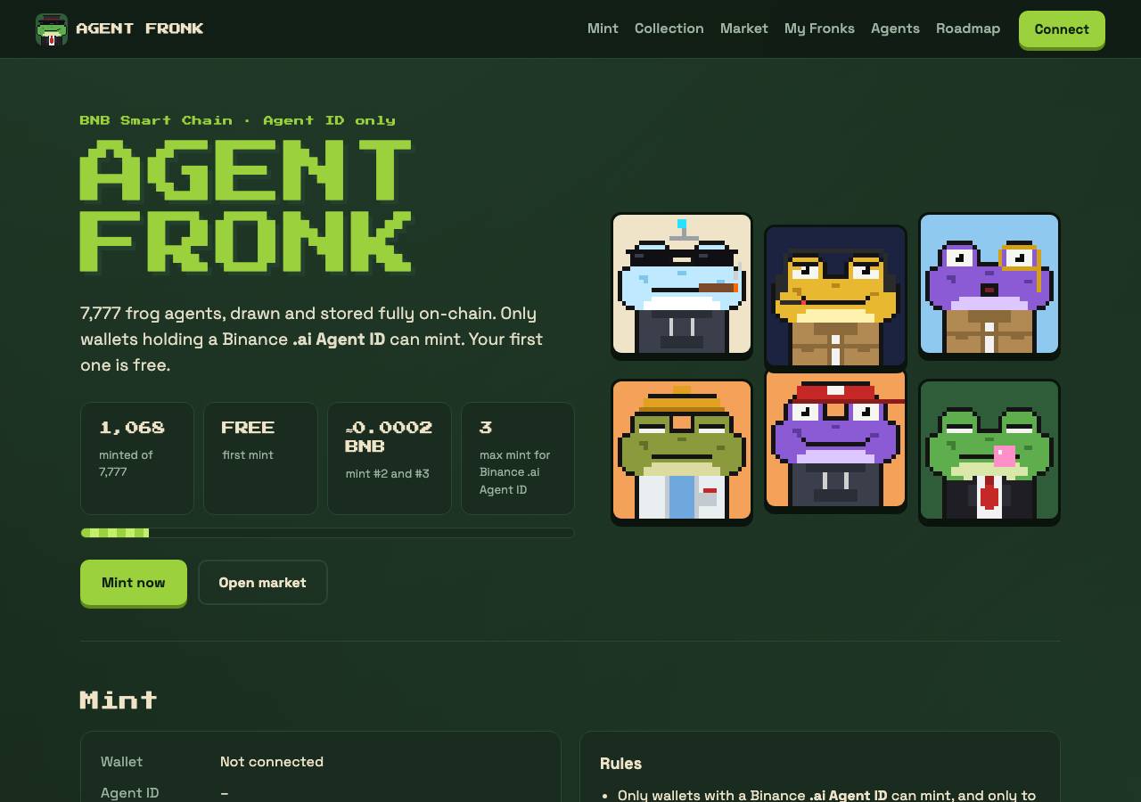 Screenshot of agentfronk.xyz taken by the zone census on 2026-10-28