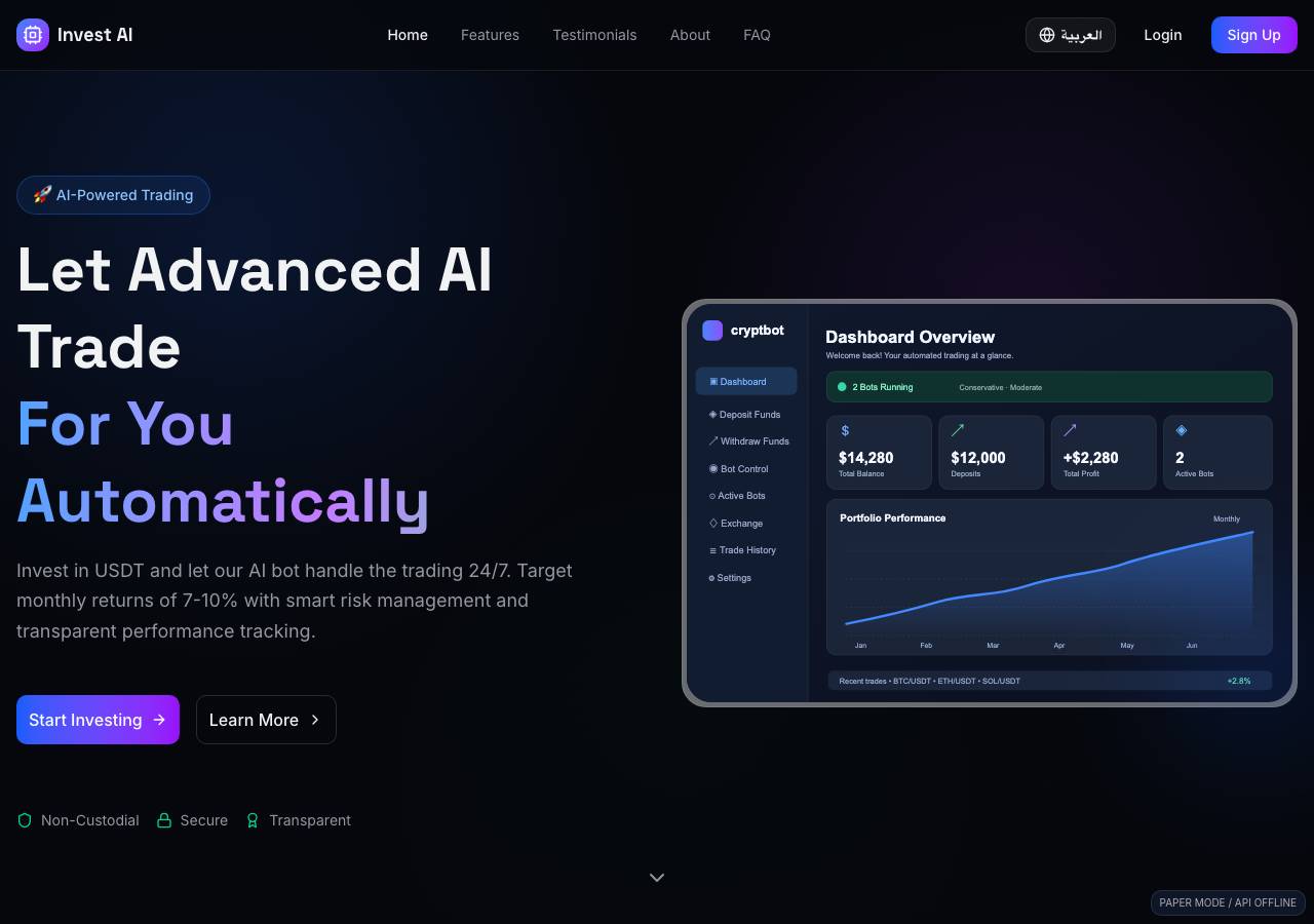 Screenshot of bottrading.live taken by the zone census on 2026-10-28