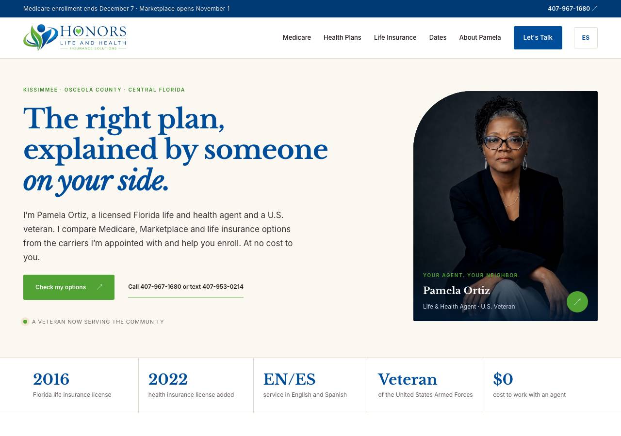 Screenshot of honorslifeandhealthsolutions.com taken by the zone census on 2026-10-28