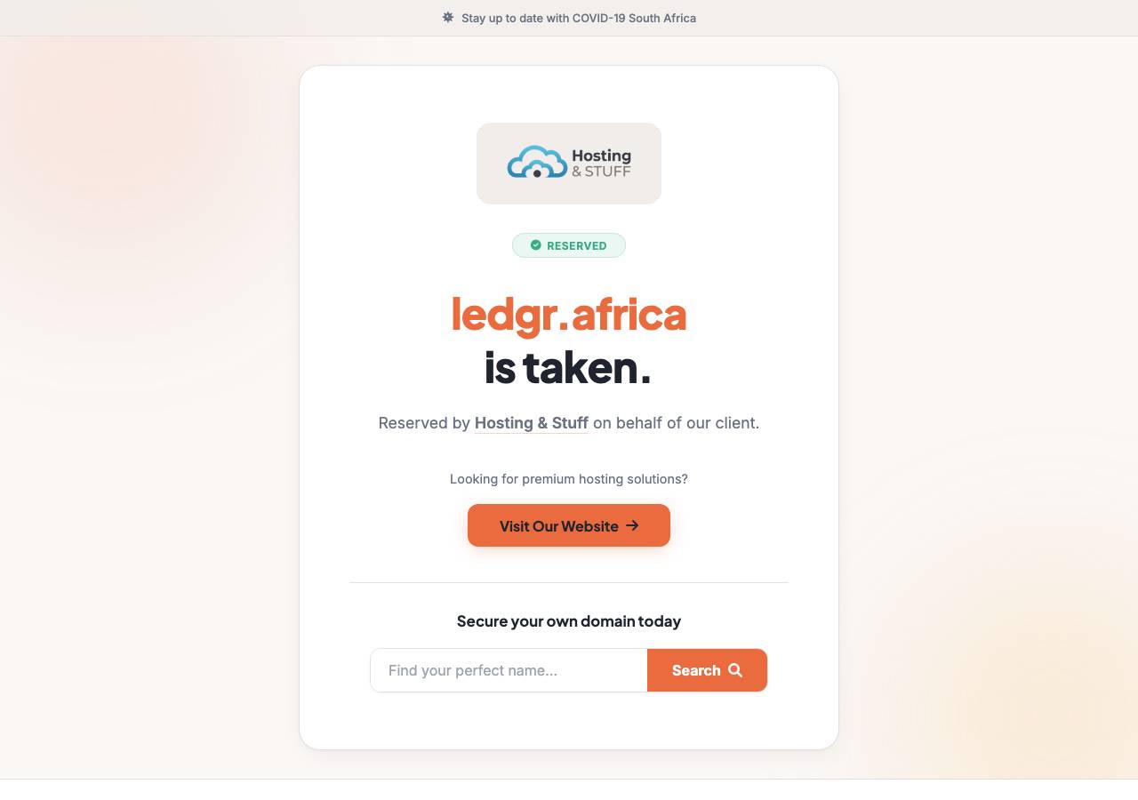 Screenshot of ledgr.africa taken by the zone census on 2026-10-28
