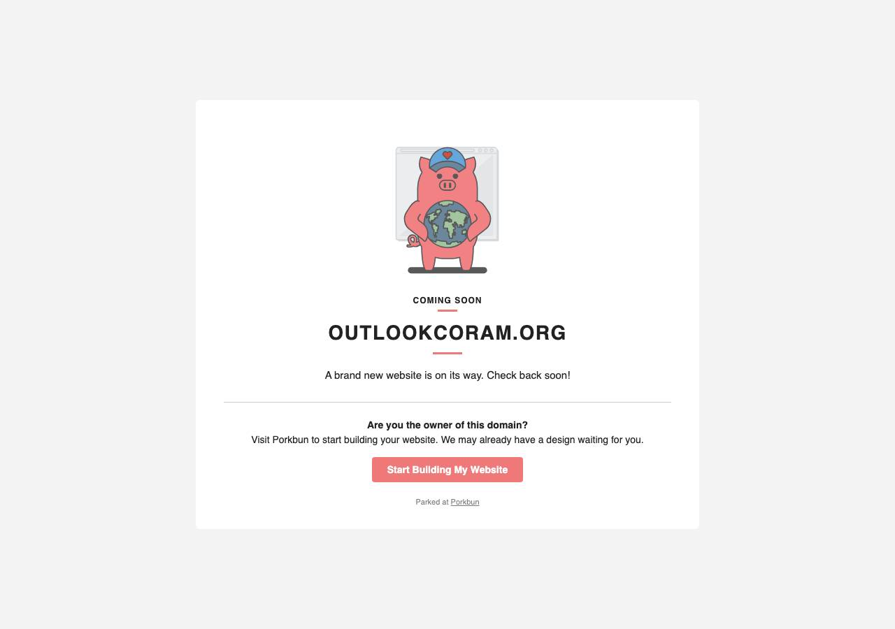 Screenshot of outlookcoram.org taken by the zone census on 2026-10-28
