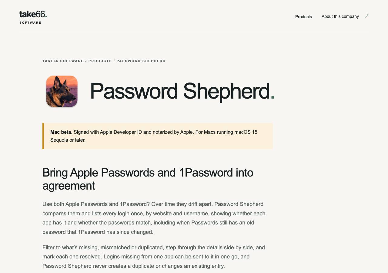 Screenshot of passwordshepherd.app taken by the zone census on 2026-10-28