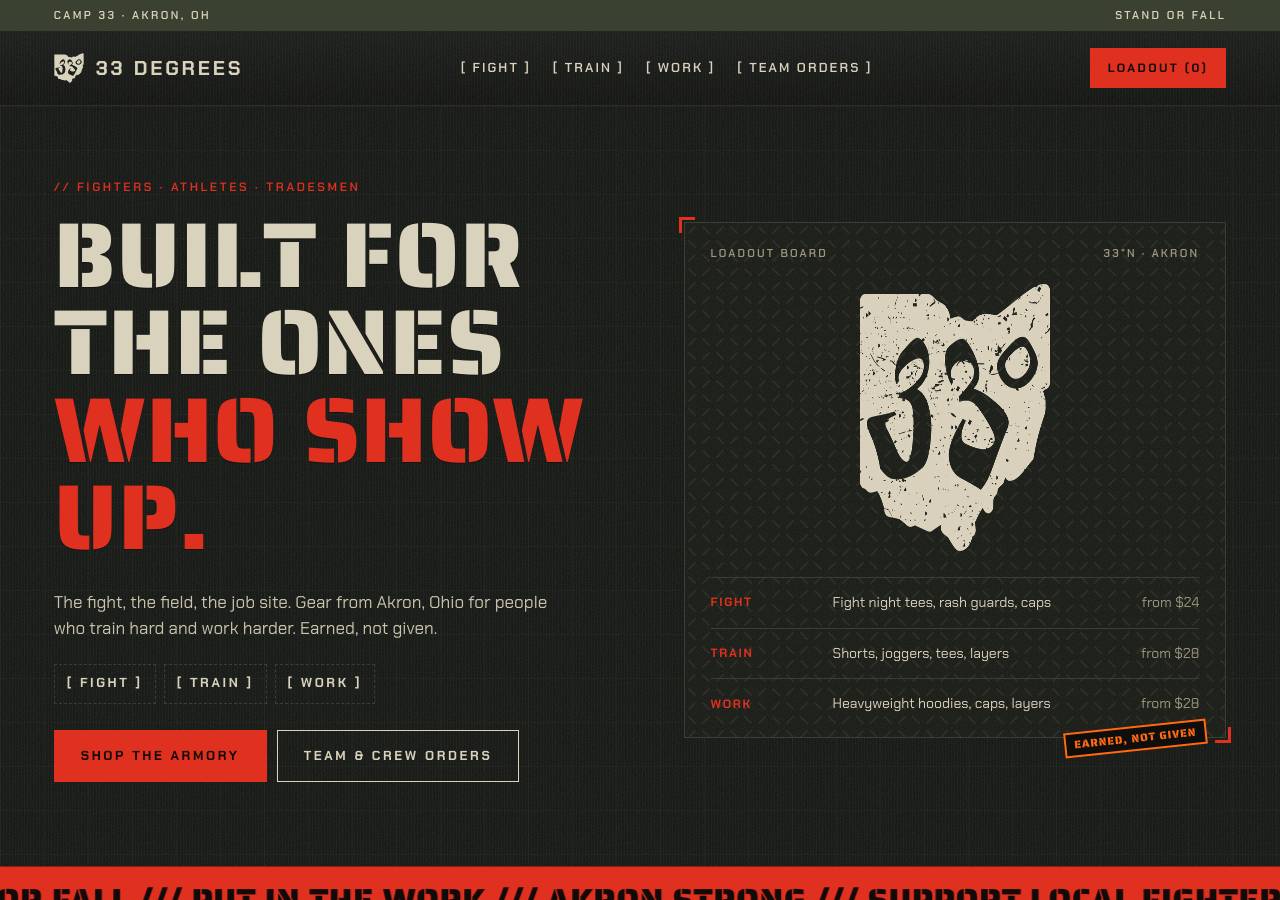 Screenshot of shop33degrees.com taken by the zone census on 2026-10-28