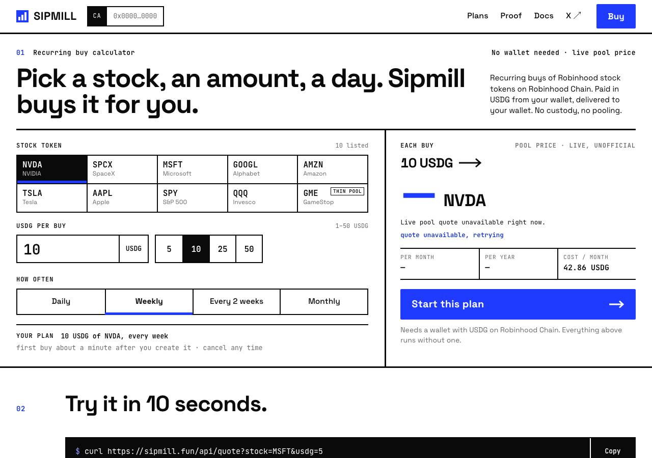 Screenshot of sipmill.fun taken by the zone census on 2026-10-28