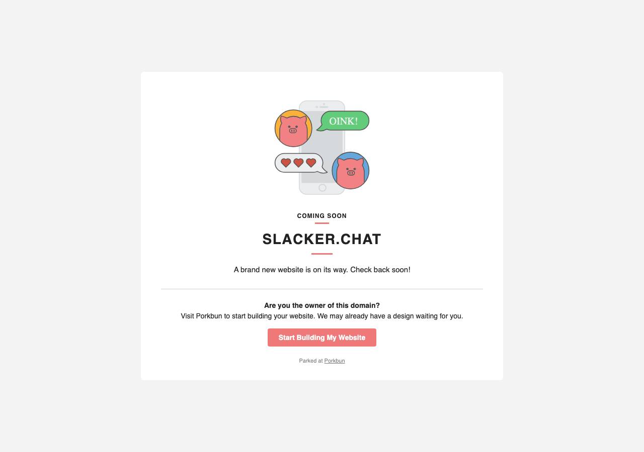 Screenshot of slacker.chat taken by the zone census on 2026-10-28