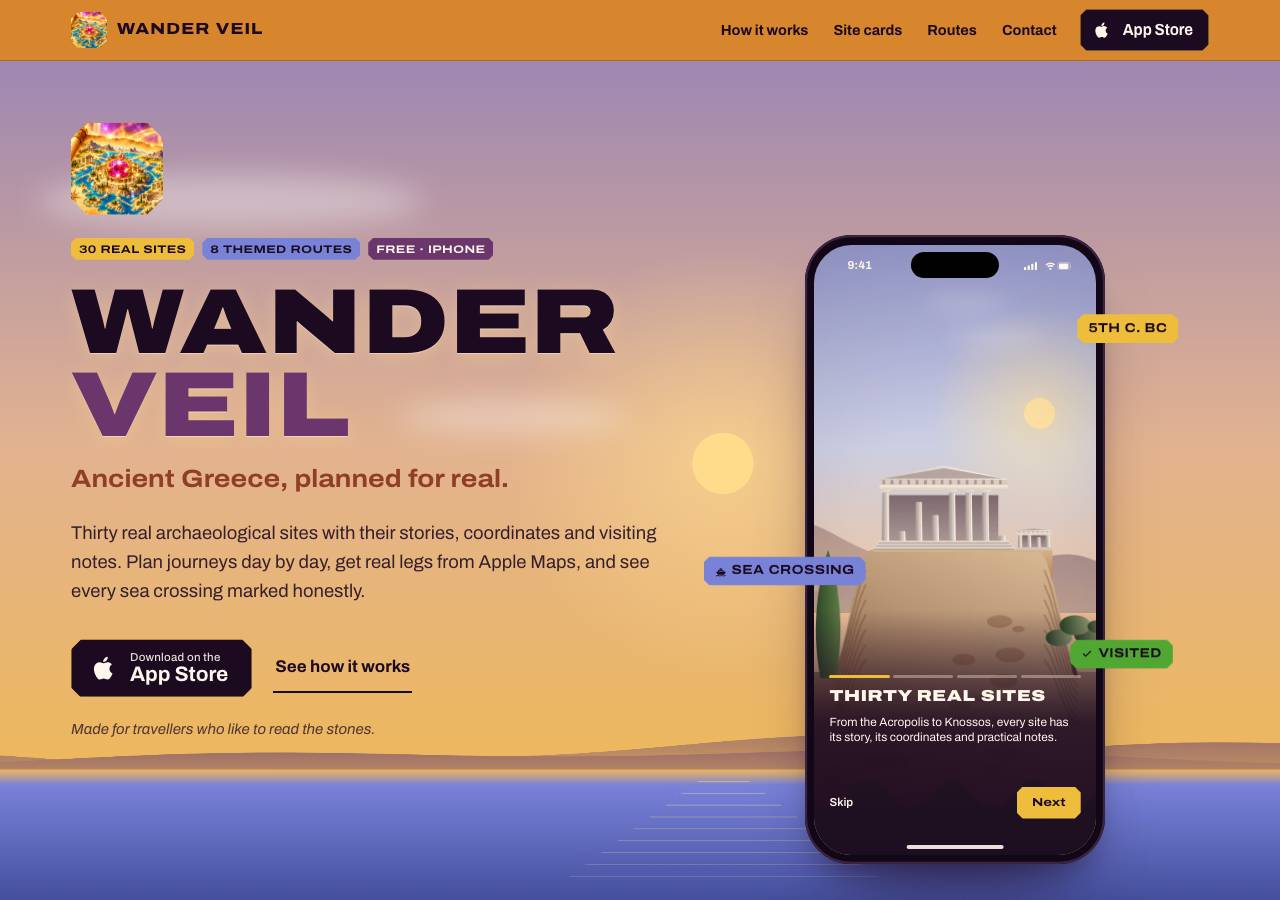 Screenshot of wanderveil.xyz taken by the zone census on 2026-10-28
