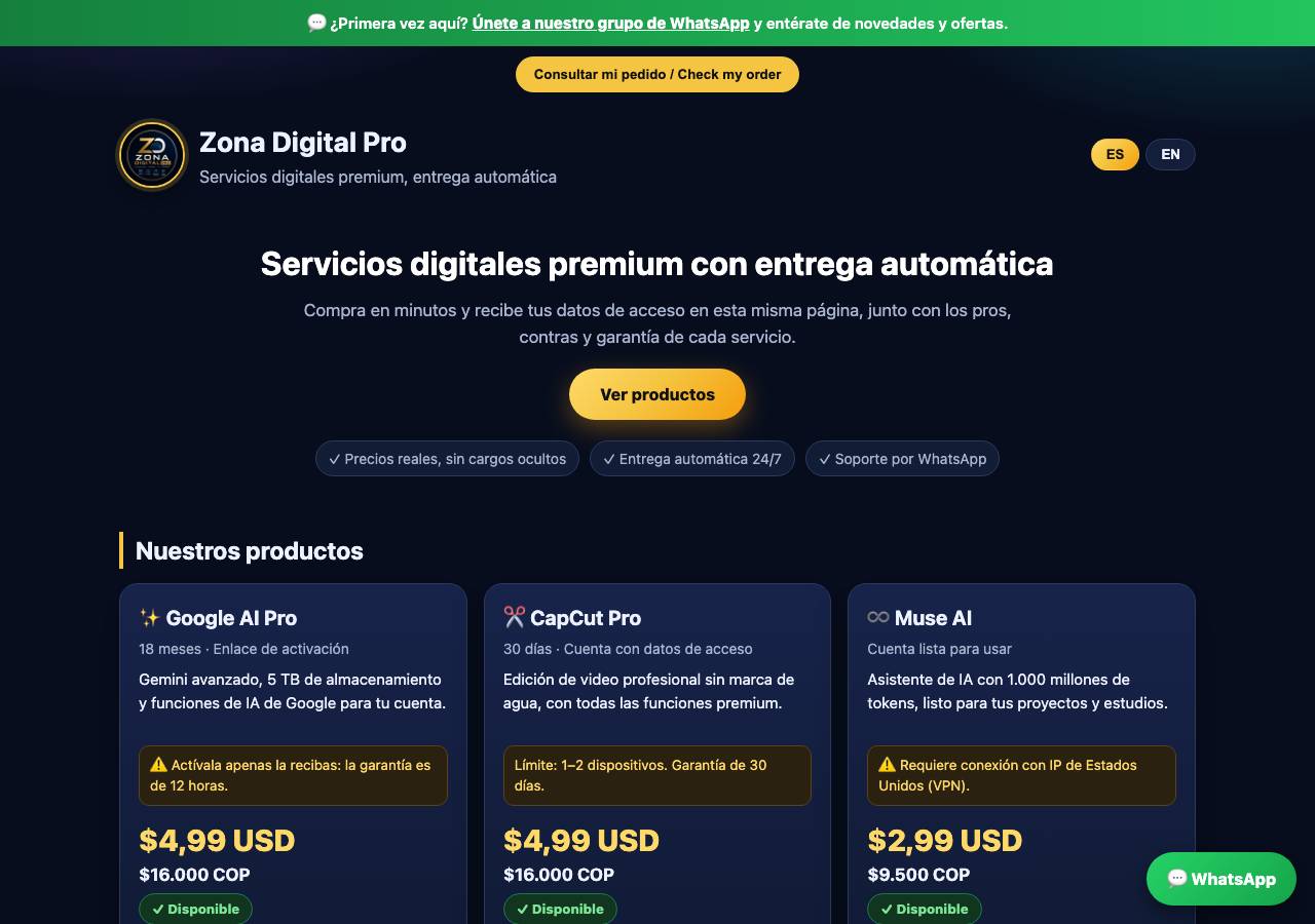 Screenshot of zonadigitalpro.store taken by the zone census on 2026-10-28