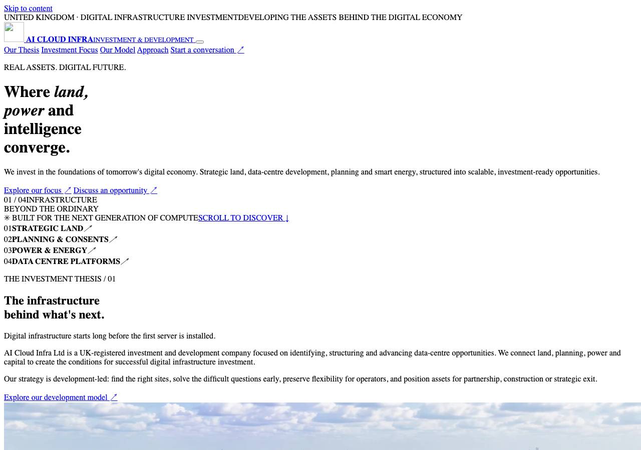 Screenshot of aicloudinfra.com taken by the zone census on 2026-10-29