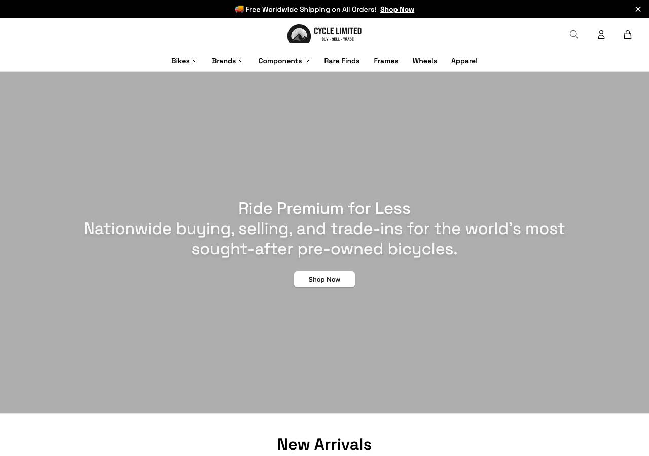 Screenshot of cyclelimitedcycling.shop taken by the zone census on 2026-10-29