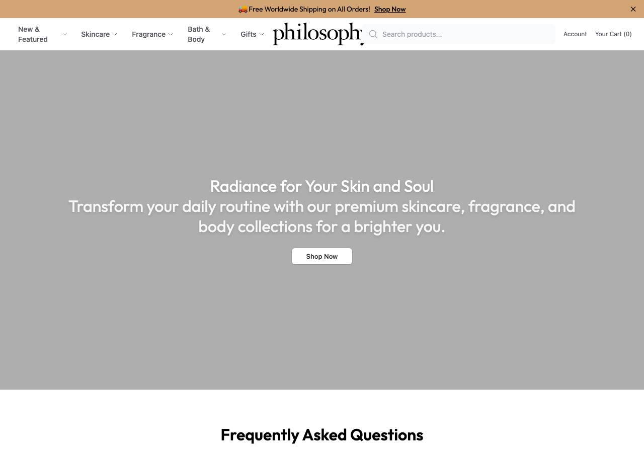 Screenshot of philosophyhome.shop taken by the zone census on 2026-10-29