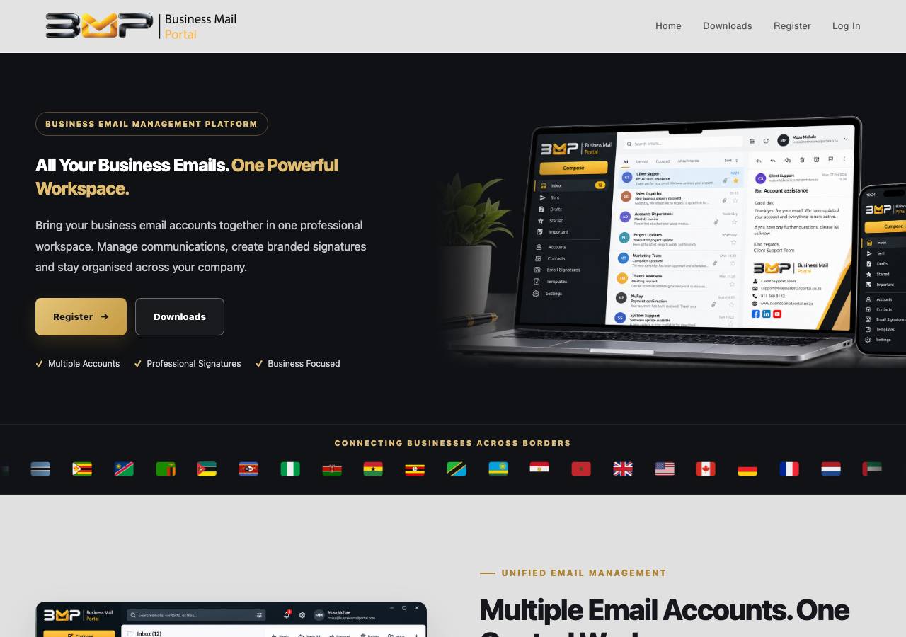 Screenshot of businessmailportal.com taken by the zone census on 2026-10-30