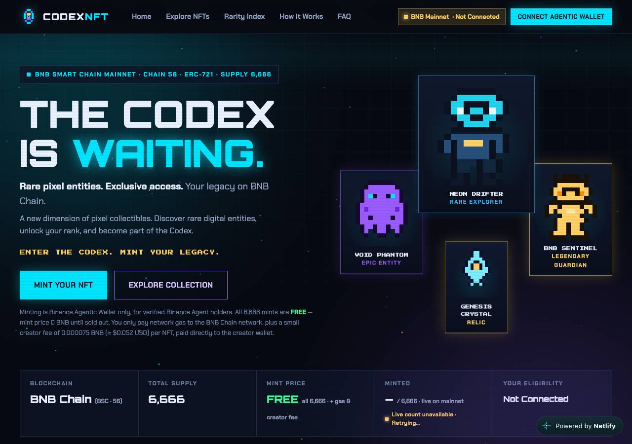 Screenshot of codexnft.online taken by the zone census on 2026-10-30