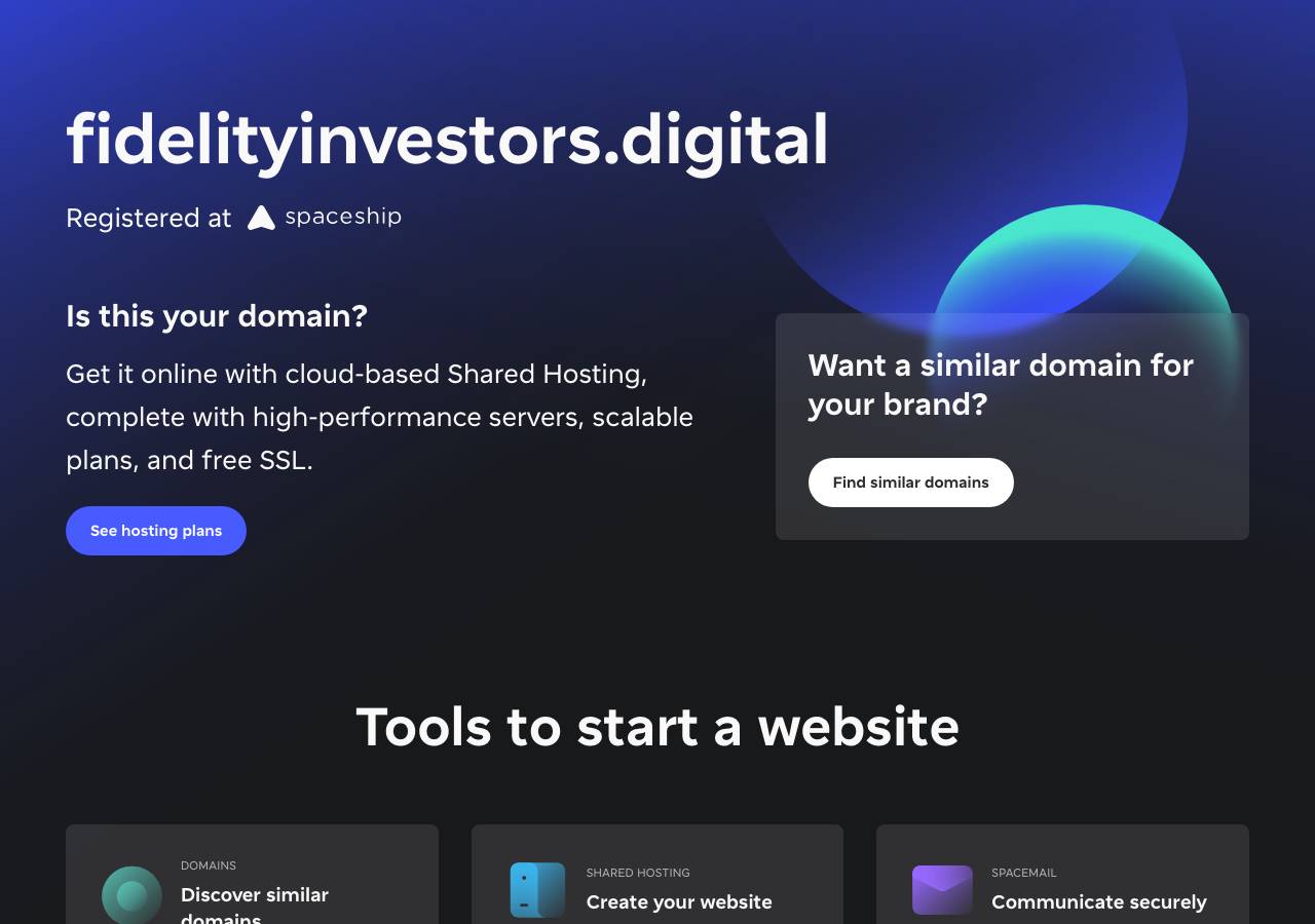 Screenshot of fidelityinvestors.digital taken by the zone census on 2026-10-30