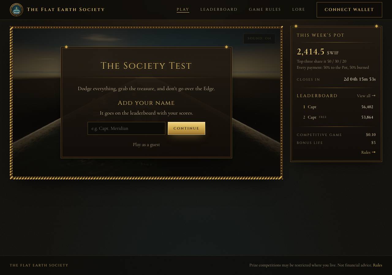 Screenshot of flatearthsociety.xyz taken by the zone census on 2026-10-30