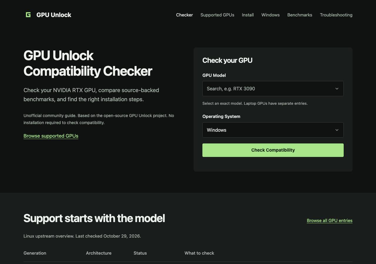 Screenshot of gpu-unlock.online taken by the zone census on 2026-10-30